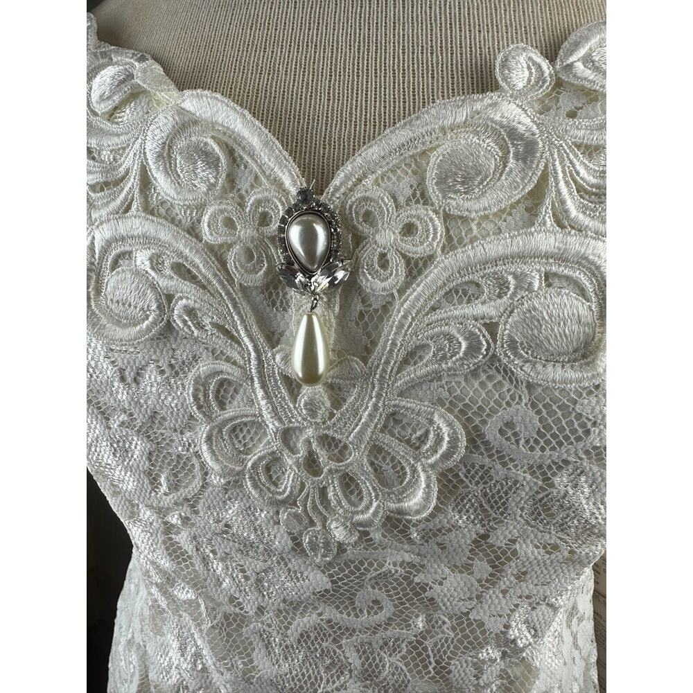 NWT Vintage Scott McClintock Lace Off The Shoulder Bridal Wedding Dress Size 12 - Picture 6 of 16